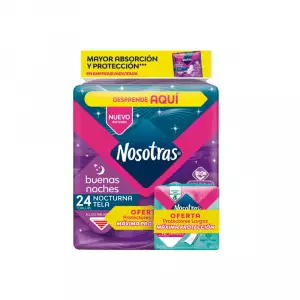 TOALLAS HIGIENICAS NOSOTRAS BUENAS NOCHES X24u + PROTECTORES