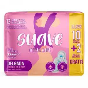 TOALLAS HIGIENICAS SUAVE DELGADA CON ALAS PAGUE 10 LLEVE 12