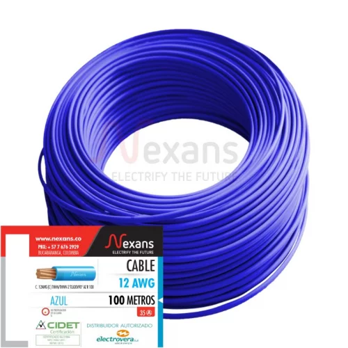 Cable Aislado#12 7h Azul Nexans X Mt