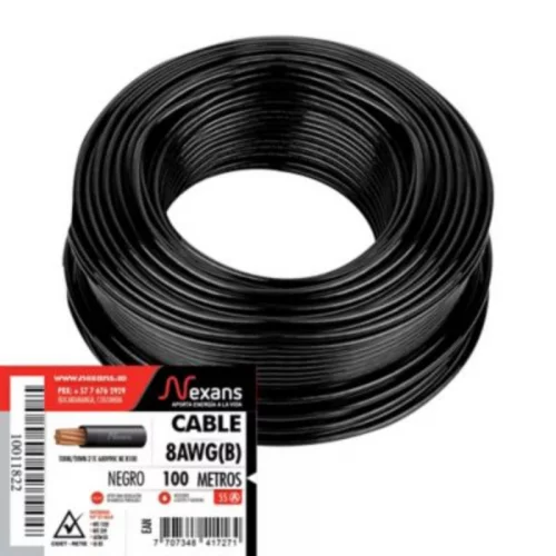Cable Asilado#8 7h Negro Nexans X Mt