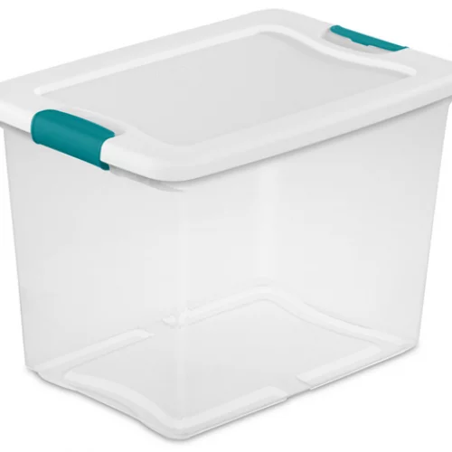 Caja Organizadora 24l Transparente/Blanco/Turquesa 100% Pp Sterlite