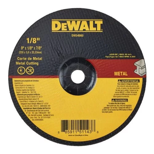 Disco Abrasivo Corte Metal T42 9X1/8 (Dw54860) Dewalt
