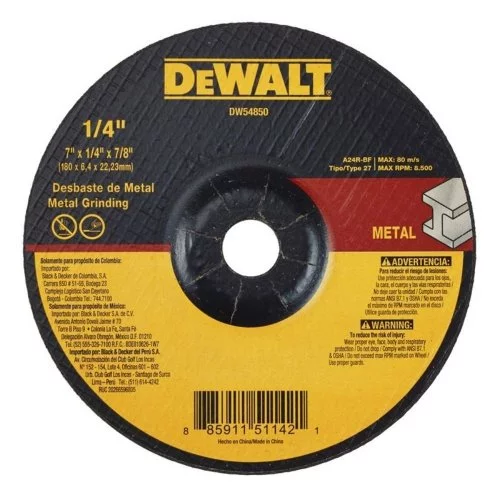 Disco Abrasivo Metal Desbaste T27 7X1/4 (Dw54850) Dewalt