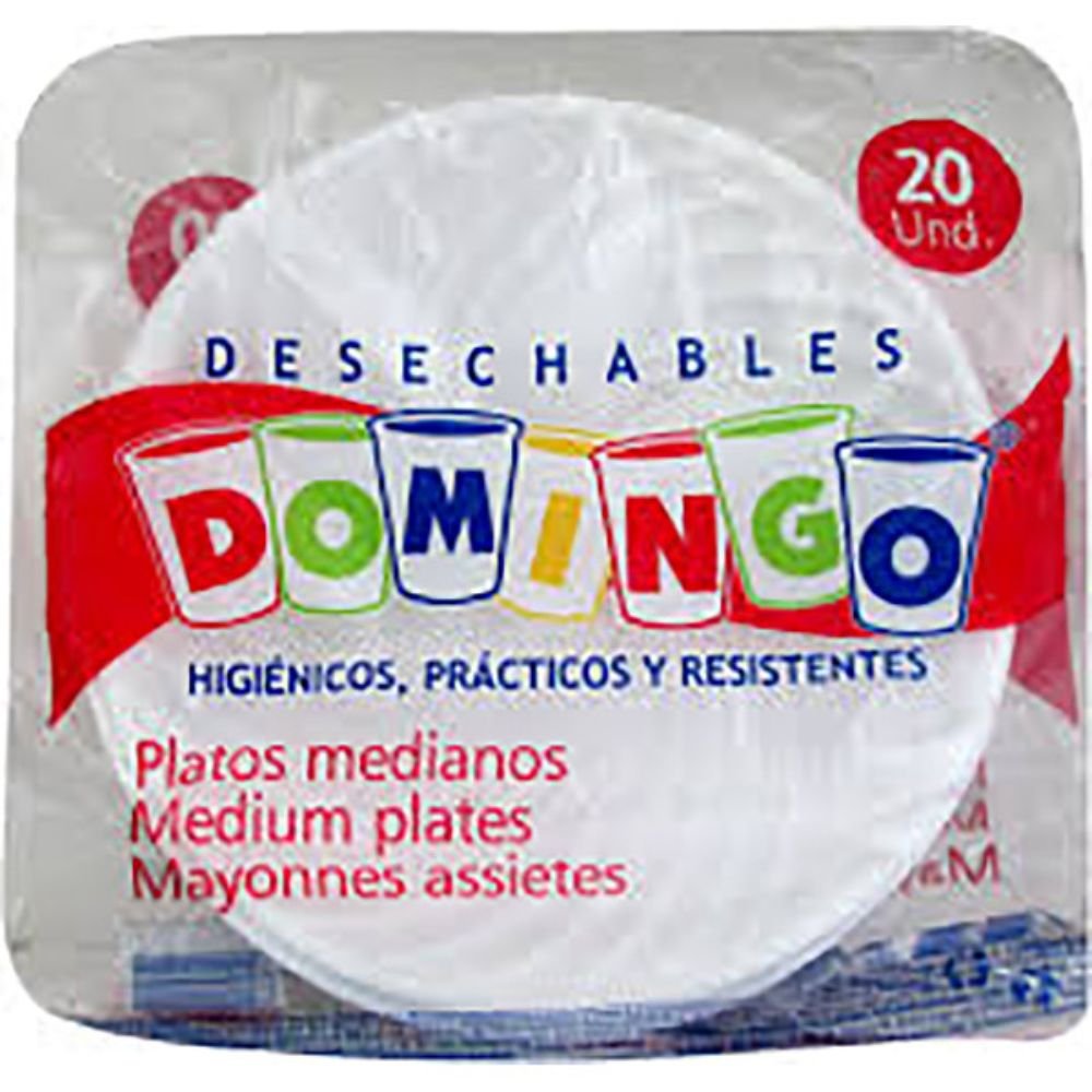 Plato Plastico Desechable Med Lechona Paquete x 20 - Productora Andina /  Productos de Aseo