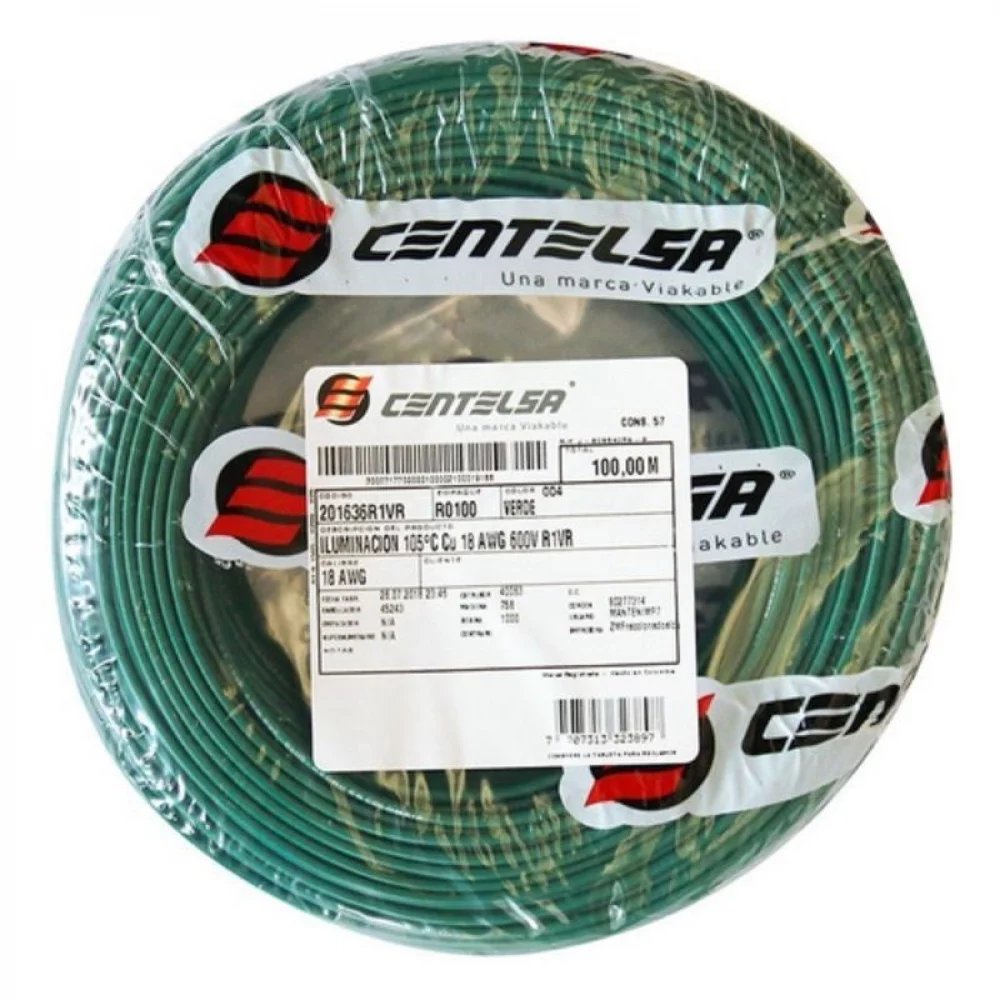 Cable Aislado # 14 7 Hilos Verde X 100 Mts Centelsa