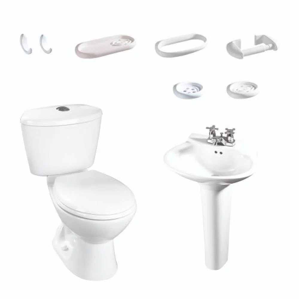 Combo Sanitario Redondo Blanco Avanti Plus 4.8 Con Pedestal Corona