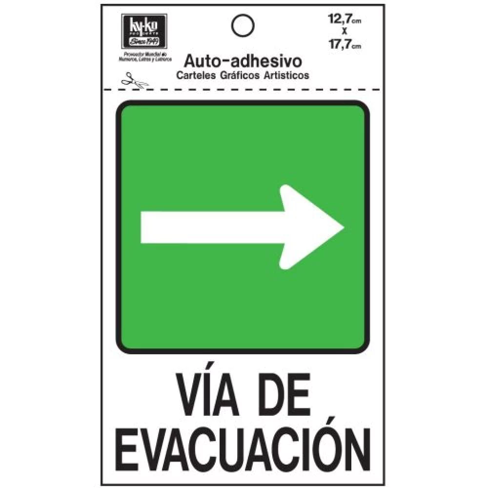 Letrero Via De Evacuacion Derecho  5X8.5 Plastico Hy-Ko