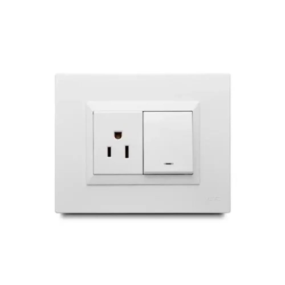Mixto 1 Interruptor + Toma Blanco Plural