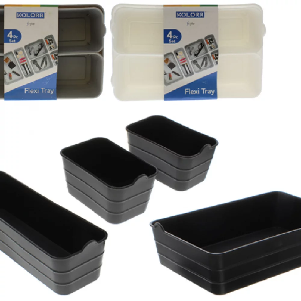Organizador 4 Pcs Grisblanconegro 100%Pp Kolorr