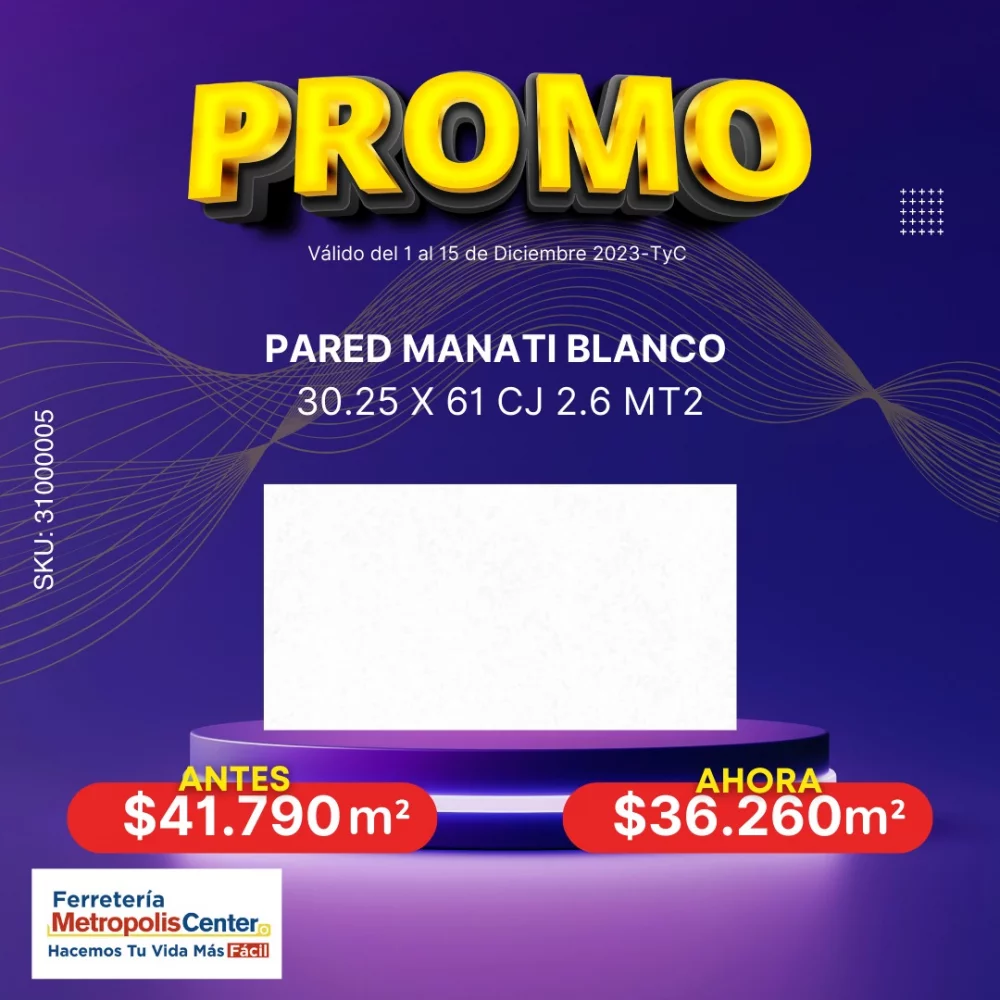 Pared Manati Blanco 30.25X61 CJ 2.6 mt2 Castellon