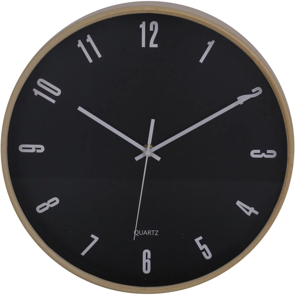 Reloj Pared Negro Borde Dorado Negro Concepts