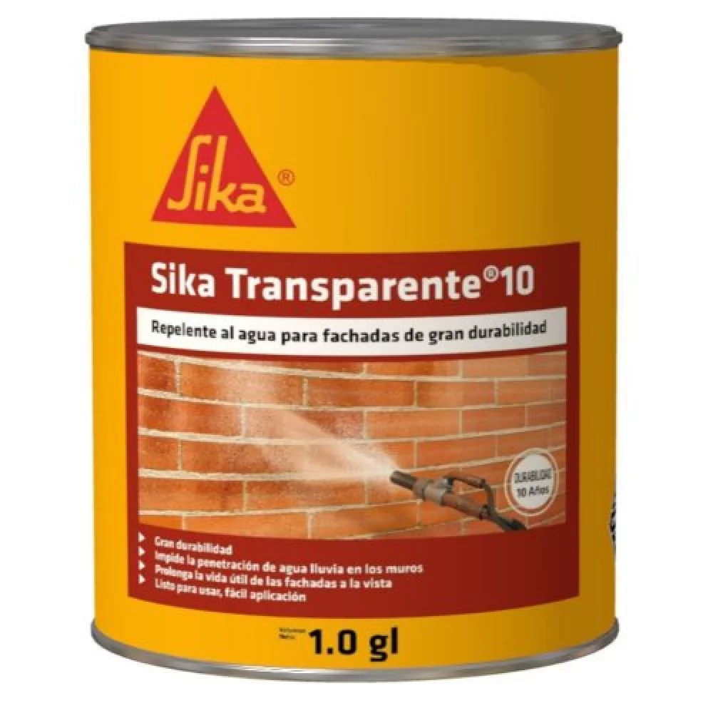 Sika Transparente 10 X 1 Gl Repelente Agua Incoloro Para Fachadas 3kg