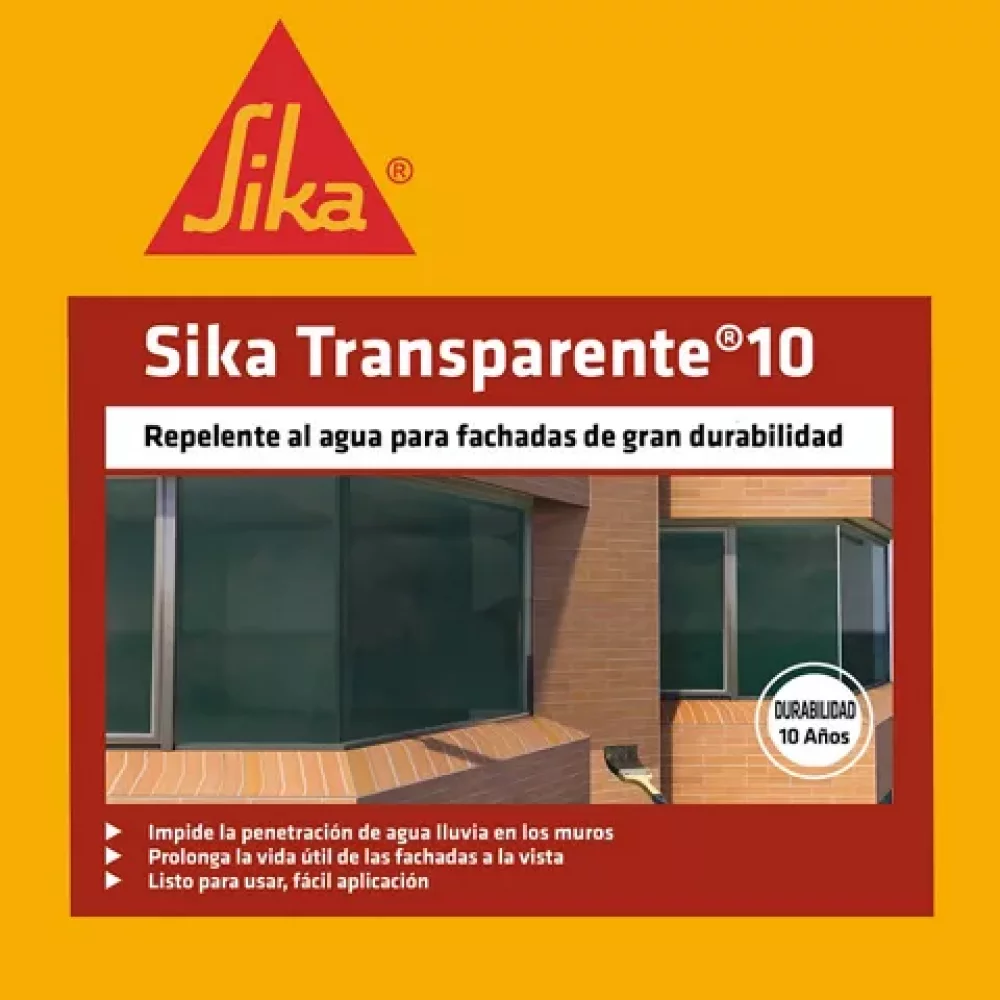 Sika Transparente 10 X 1 Gl Repelente Agua Incoloro Para Fachadas 3kg