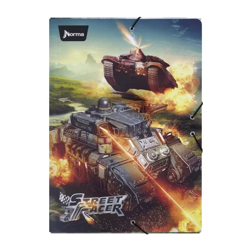 Carpeta Escolar Carton Street Racer - Guerra Tanques