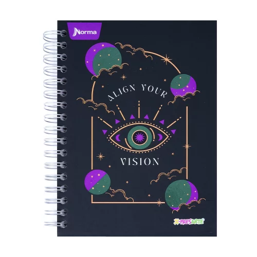 Cuaderno argollado tapa dura femenino mediano 175 hojas 7M cuadriculado X-presarte - vision