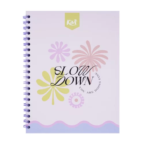 Cuaderno argollado tapa dura grande 80 hojas cuadriculado Kiut slow down
