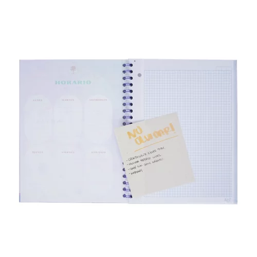 Cuaderno argollado tapa dura grande 80 hojas cuadriculado Kiut slow down