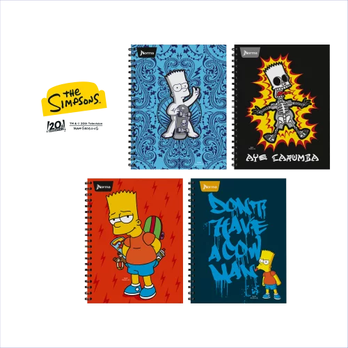 Cuaderno Argollado Tapa Dura Grande 80 Hojas Cuadriculado Los Simpsons