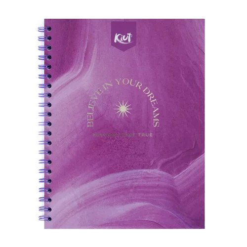 Cuaderno argollado tapa dura grande 80 hojas línea corriente Kiut believe in your dreams
