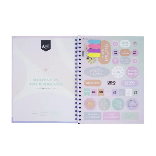 Cuaderno argollado tapa dura grande 80 hojas línea corriente Kiut believe in your dreams