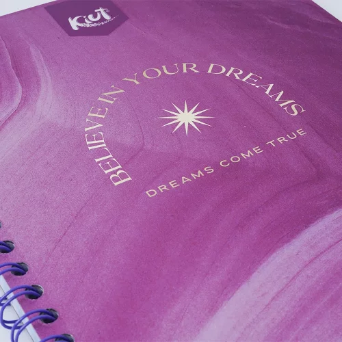 Cuaderno argollado tapa dura grande 80 hojas línea corriente Kiut believe in your dreams