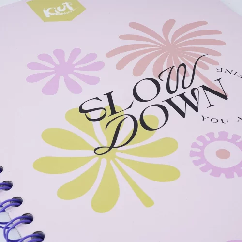 Cuaderno argollado tapa dura grande 80 hojas línea corriente Kiut slow down