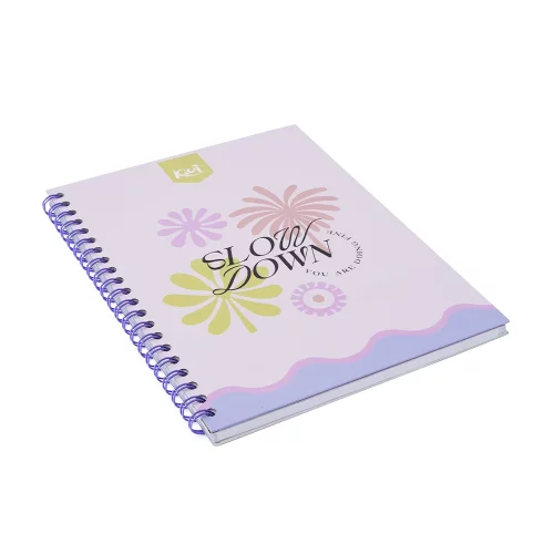 Cuaderno argollado tapa dura grande 80 hojas línea corriente Kiut slow down
