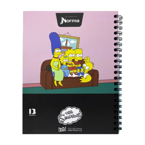 Cuaderno Argollado Tapa Dura Grande 80 Hojas Linea Corriente Los Simpsons - Atardecer