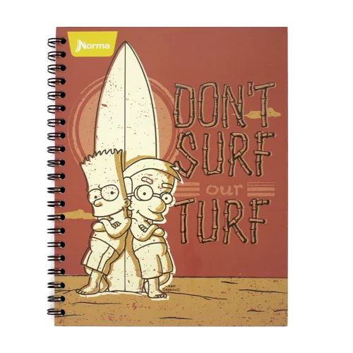 Cuaderno Argollado Tapa Dura Grande 80 Hojas Linea Corriente Los Simpsons - Dont Surf