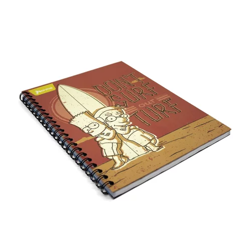 Cuaderno Argollado Tapa Dura Grande 80 Hojas Linea Corriente Los Simpsons - Dont Surf