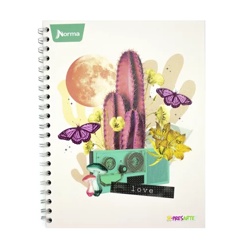 Cuaderno Argollado Tapa Dura Grande 80 Hojas Linea Corriente X-Presarte Cactus Love