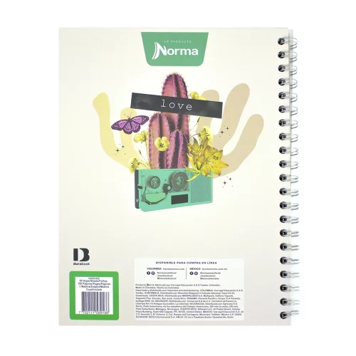 Cuaderno Argollado Tapa Dura Grande 80 Hojas Linea Corriente X-Presarte Cactus Love