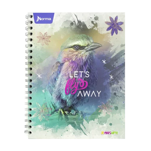 Cuaderno Argollado Tapa Dura Grande 80 Hojas Linea Corriente X-Presarte Lets Fly Away