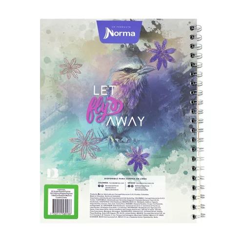 Cuaderno Argollado Tapa Dura Grande 80 Hojas Linea Corriente X-Presarte Lets Fly Away