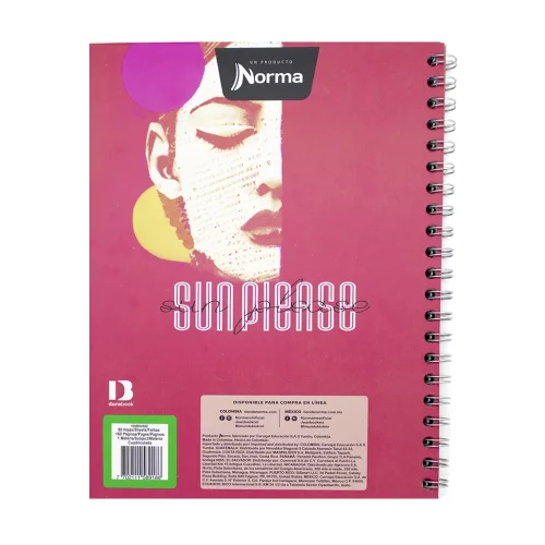 Cuaderno Argollado Tapa Dura Grande 80 Hojas Linea Corriente X-Presarte Sun Please