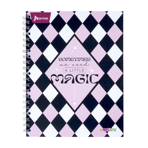 Cuaderno argollado tapa dura grande femenino 80 hojas cuadriculado X-presarte - magic