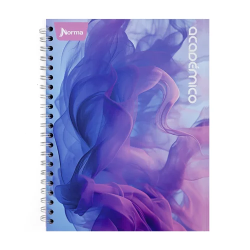 Cuaderno Argollado tapa dura grande Multimaterias 7M Cuadriculado Academico - Humo Morado Y Rosa