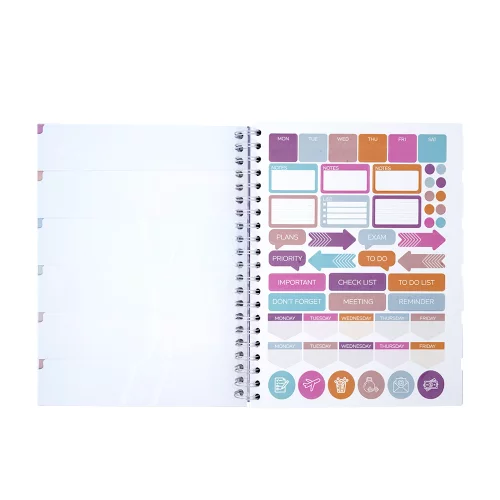 Cuaderno Argollado tapa dura grande Multimaterias 7M Cuadriculado Academico - Nubes Lila