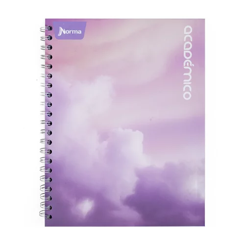 Cuaderno Argollado tapa dura grande Multimaterias 7M Cuadriculado Academico - Nubes Lila