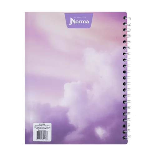 Cuaderno Argollado tapa dura grande Multimaterias 7M Cuadriculado Academico - Nubes Lila