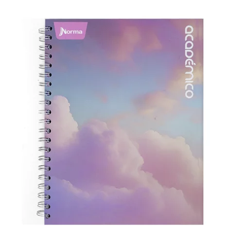 Cuaderno Argollado tapa dura grande Multimaterias 7M Cuadriculado Academico - Nubes Rosa