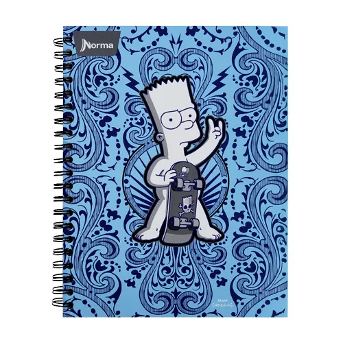 Cuaderno Argollado tapa dura grande Multimaterias 7M Cuadriculado Los Simpsons - Patineta