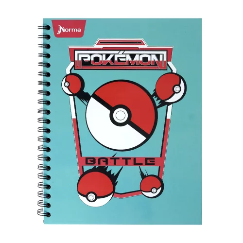 Cuaderno Argollado tapa dura grande Pokemon 80 Hojas Cuadriculado - Bola Battle