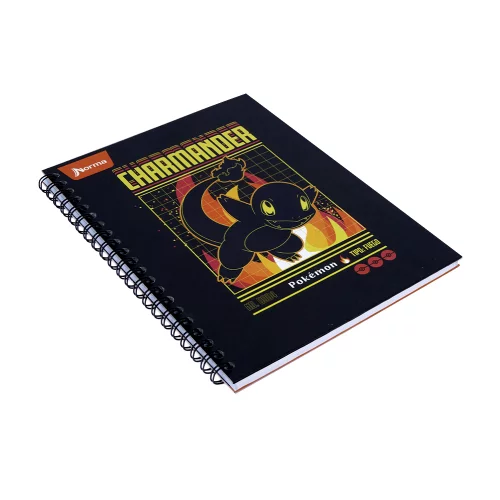 Cuaderno Argollado tapa dura grande Pokemon 80 Hojas Cuadriculado - Charmander 0004