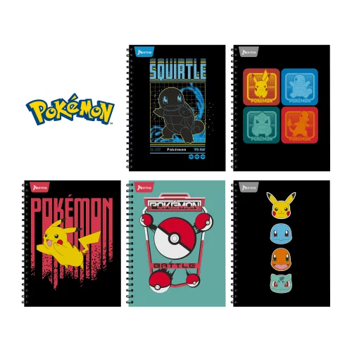 Cuaderno Argollado Tapa Dura Grande Pokemon 80 Hojas Linea Corriente