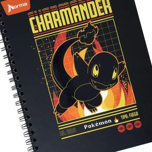 Cuaderno Argollado tapa dura grande Pokemon 80 Hojas Linea Corriente - Charmander 0004