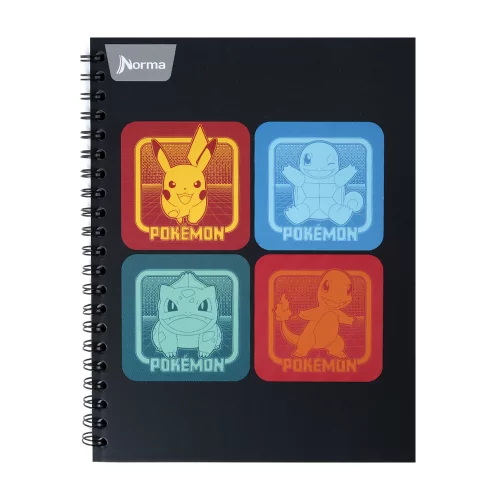 Cuaderno Argollado tapa dura grande Pokemon 80 Hojas Linea Corriente - Cuadros X 4