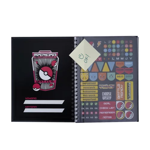 Cuaderno Argollado tapa dura grande Pokemon 80 Hojas Linea Corriente -Pikachu Rayos