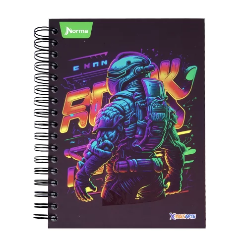 Cuaderno argollado tapa dura masculino mediano 7M cuadriculado X-presarte - astronauta