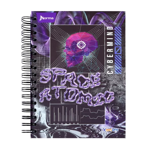 Cuaderno argollado tapa dura masculino mediano 7M cuadriculado X-presarte - space atomic